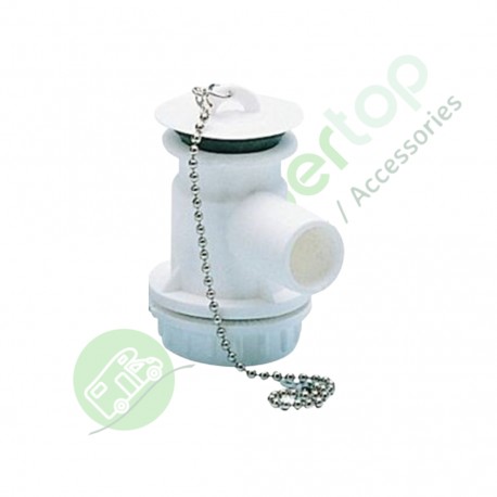 Desagüe acodado con tapón y cadena