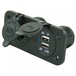Enchufe 12 V con doble enchufe USB incorporado