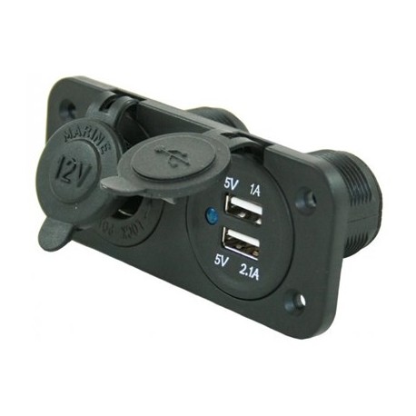 Enchufe 12 V con doble enchufe USB incorporado